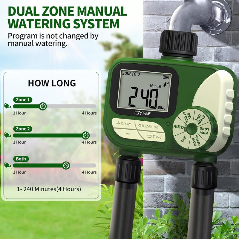 Gmr Hose Timer for Watering, Water Timer, Irrigation Controller for Garden Hose Faucet, Programmable Automatic Watering System/Manual/Rain Delay, IP54 Waterproof - Image 4